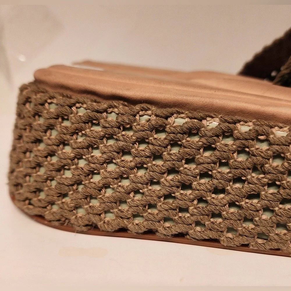 Rag & Bone Logan Crochet Slides Women's Olive Green Platform Sandals Size 10
